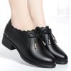Sapatos Marrons Sapatos de Couro Femininos Primavera e Outono 2023 Novos Sapatos de Salto Grosso e Boca Profunda Sapatos de Camada Única Sapatos Femininos de Meia Idade e Idosos Sapatos de Mãe de Sola Macia