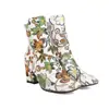 Elegantes botines bordados Otoño e invierno británico Botas de jinete tacón grueso botas de tacón alto 40-43 talla grande botas de comercio exterior