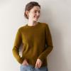 Suéter de Caxemira Espesso de Fio Duplo Feminino Gola Redonda Roupa Íntima Outono e Inverno Novo Tricotado Pulôver de Manga Comprida Estilo Casual Diário
