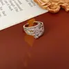Anel Aberto Minimalista de Zircônia em Camadas Estrela Nicho Alto Padrão Anel para Dedo Indicador Moda Luxo Leve Versátil Joia para Mulheres