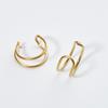Pendientes de cartílago de acero inoxidable con doble C y clip para la oreja, de fábrica, con personalidad sencilla, de titanio y acero en forma de U, con doble aro y clip para la nariz y el labio.