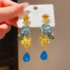 Pendientes de Borla de Cristal de Resina Incrustados de Diamantes con Forma de Rombo Lujo Accesible Ganchos de Oreja de Gama Alta Moda Personalizable Pendientes Versátiles para Mujer