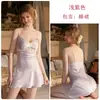 Elegante e sedutora camisola de renda com retalhos de cetim, com bojos removíveis, design estampado e roupão para amarrar para usar em casa X7062