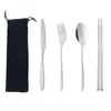 Colher conjunto hashis talheres conjunto coreano de quatro peças 304 aço inoxidável fábrica de talheres atacado grande quantidade de Youke laser