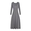 Vestido básico elegante de cuello cuadrado estilo Hong Kong otoño perdido 2023 otoño e invierno Nuevo falda de paraguas de oscilación amplia adelgazante