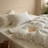 Juego de cuatro piezas de jacquard de algodón blanco puro, funda nórdica 100% algodón, sábana plana, sábana bajera ajustable, ropa de cama simple y de alta gama para dormitorio principal