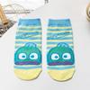 Calcetines de Algodón Peinado Transfronterizos Lindos Dibujos Animados Perro Blanco Pez Azul Rectos Casuales Cortos de Tobillo Algodón Puro Bajos