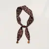Novo Colar de Lenço de Seda com Contas para Mulheres, Corrente para Suéter Retrô de Bolinhas e Flor de Castanha, Lenço Pequeno Fino Moderno Literário Versátil