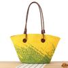 Bolsa de Palha Trançada com Corda de Papel Gradiente Fresca para Dropshipping Bolsa Grande de Ombro Único Francesa Diária Casual para Férias Feminina