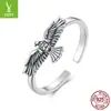 Anillo Abierto de Plata Ziyun Modelo Nuevo S925 Plata Vintage Águila Tallada Personalizado Anillo de Animales Envejecido para Hombres y Mujeres