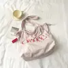 Bolso Tote con Cordón de Estilo Coreano Nuevo de Primavera con Colores Contrastantes, Bolso de Hombro Ligero con Estampado de Letras de Color Dopamina Fresco para Fitness