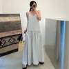 Dongdaemun INS Verano Nuevas Llegadas Estilo Francés de Nicho Estilo Resort Diseño de Patchwork Lateral Raya Vestido Camisola Mujer
