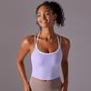 Ropa interior deportiva desnuda europea y americana, sexy, sin costuras, falsa, de dos piezas, con copa de belleza, sujetador de yoga, chaleco para correr y fitness