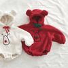 Roupa de Natal e Ano Novo Ursinho Bebê Fofo com Capuz Forrado de Lã Outono Inverno Macacão de Engatinhar Roupas de Bebê Novidade Ins