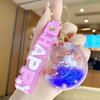 Llavero Creativo de Arena Líquida Morada Unicornio para Taza de Té con Leche Colgante de Bolsa de Cristal con Arena Líquida Pequeño Regalo