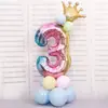 Balões de Número em Coloração Degradê de 32 polegadas para Festa de Celebração do Primeiro Aniversário Decoração Infláveis
