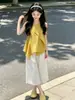 Conjunto de Pantalón Corto sin Mangas para Niñas, Nuevo Estilo Verano 2026, Súper Elegante y Moderno para Niños Mayores, Conjunto de Dos Piezas Estilo Coreano