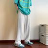 Calça Moletom Waffle Americana Masculina Verão Fina Tendência Caimento Solta Perna Larga Casual K