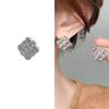 Brincos quadrados de diamante geométricos banhados a cobre, ouro verdadeiro, novos brincos leves de luxo de alta moda, acessórios para orelha