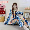 Pijama mikko para mujer para primavera y otoño, conjunto de gasa de algodón nube de manga larga y pantalón largo, lindo conjunto de ropa de casa de verano estilo japonés