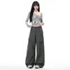 26 Pantalones de pierna ancha elegantes y modernos para mujer, con un diseño chic, bolsillos diagonales, un efecto adelgazante y un estilo casual y alargado, disponibles para dropshipping