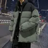 Jaqueta masculina de algodão moderna, estilo Hong Kong, sem capuz, transfronteiriça, casaco de algodão versátil, estilo japonês, agasalho quente masculino de cor sólida, moderno e estiloso, jaqueta de algodão masculina