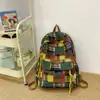Mochila para Mujer 2025 Nueva Cuadros Rojos para Viajar Mochila Rellena Estilo Universitario Estudiante Universitario Clase Bolsa Escolar Linda