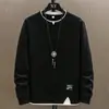 Sudadera de cuello redondo para hombre para primavera y otoño, resistente, sin capucha, de manga larga, elegante y duradera, camiseta básica para hombre, ropa de estudiante