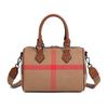 Bolsa Travesseiro Clássica, Bolsa Xadrez de Lona de Alta Qualidade, Bolsa Transversal de Ombro Fashion, Bolsa de Mão Feminina, Bolsa Grande de Couro Genuíno