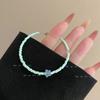 Pulsera de cuentas verde menta con estrellas, estilo pequeño y fresco, diseño de nicho, dulce y simple, pulsera de lazo blanca
