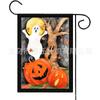Amazon Venta Caliente Transfronteriza Halloween Calabaza Bandera de Jardín Doble Cara Lino Lámpara Calavera Bandera Bandera de Jardín Exterior