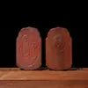 Madeira de Jujuba Raiada Cinábrio Marca Dourada Caractere Taoísta Oito Trigramas Pingente Escultura Escultura Dupla Face Fonte Viva