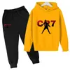 Comercio Exterior Primavera y Otoño Ropa para Niños Sudadera con Estampado de Letras CR7 Conjunto de Pantalones Ropa Deportiva Casual para Niños de Edad Media de 3 a 13 Años