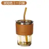 Copo de Água de Vidro Estilo Bambu Popular Mais Vendido para Mulheres, Copo de Vidro de Alto Valor Estético, Copo de Leite, Copo de Suco, Copo para Bebidas com Logo