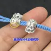 S99 pé prata palavra jifu bolsa rica dinheiro 3D duro prata furo grande conta corda de mão trançada corda vermelha tornozeleira acessórios DIY