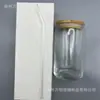 Copo de Sublimação Amazon para Coca-Cola com Tampa de Bambu e Canudo de Vidro Transparente Pote de Conserva Copo para Suco Café Cerveja