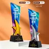 Personalización de Trofeo de Cristal Creativo Madera Maciza Competencia Infantil Medalla de Honor Ceremonia de Premiación de Empleados de Empresa