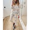 Amazon transfronterizo Explosiones Otoño e Invierno Estampado Tie-dye para Mujer Europeo y Americano Manga Larga Cuello Redondo Traje Casual para Casa de Mujer