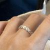 Anillo de estilo coreano de dibujos animados de círculo liso cepillado con flor de escarcha, dorado y plateado, con apertura fresca y ajustable