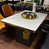 Mesa Quente de Aço Inoxidável, Mesa de Churrasco, Conjunto de Mesa e Cadeira com Purificação e Grelha Sem Fumaça Integrados para Uso Comercial