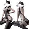 Lencería Seductora para Mujer, Conjunto de Malla de Una Pieza, Puro Deseo, Tentación Sexy, Medias de Red con Abertura en la Entrepierna, Body Estilo Uniforme, Conjunto de Seda Negro