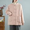 Foto Real # Jaqueta Original Acolchoada de Algodão Estilo Chinês para Mulheres com Fivelas Artísticas Retro Estilo Chinês, Top de Roupa de Chá Zen com Acolchoamento de Algodão para o Inverno