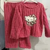 Pijama de Coral Fleece de Invierno para Mujer, con Terciopelo Plus, Bata Gruesa de Franela, Conjunto Suelto de Terciopelo de Algodón Shu Jacquard