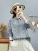 Camisa de Gasa de Algodón de Doble Capa Estilo Literario Otoño 2026 Cuello Cuadrado Estampada de Manga Larga para Mujer Top Casual Adelgazante