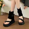 Sandalias de Plataforma Cortas para Mujer con Aumento Oculto de Altura, Nuevo Estilo Verano 2026, Sandalias de Dedo sin Cierre, Sandalias Romanas Cortas tipo Chancla