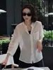 Camisa de verano para mujer con cuello mao y manga tres cuartos, nuevo estilo popular 2026, holgada y ligera, chaqueta protectora solar, diseño de nicho francés
