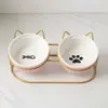 Tigela Dupla Cerâmica para Gatos, Tigela de Água com Proteção de Pescoço, Boca Inclinada Elevada, Tigela de Comida para Gatos, Tigela de Água, Tigela para Pets, Acessórios para Pets