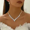 Conjunto de Joias de Strass de Luxo Acessível de Melhor Venda Europeu e Americano Colar Corrente de Clavícula Retro Nicho Estilo Estrangeiro Joia Versátil