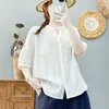 Camisa de Manga Meia-Manga com Decote em V para Mulheres, Exportação de Verão Japonesa de Alta Qualidade, Macia, Amiga da Pele, Respirável, Top de Manga Meia-Manga