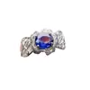 Anillo de Zafiro Natural Popular al por Mayor de Fábrica Plata S925 Incrustado con Piedra Principal 5*7 Fábrica de Joyería de Lujo Venta Directa